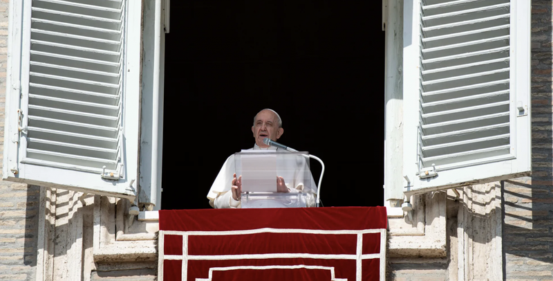 Pope Francis gives his Angelus address on Oct. 24, 2021. (Vatican Media via CNA)