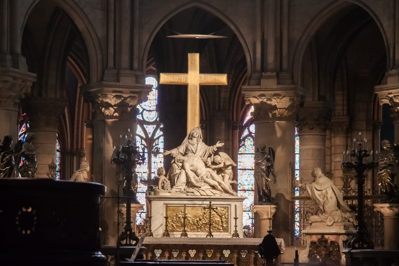 "The Descent from the Cross," (also known as the "Pieta") by Nicolas Coustou in Notre-Dame Cathedral, Paris. (Jeanne Emmel/Shutterstock)