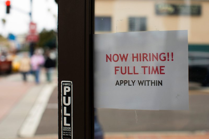 A retail store in Oceanside, California, advertises full-time jobs May 10. (CNS/Mike Blake, Reuters)