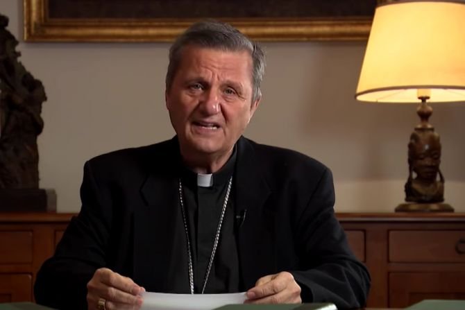 Cardinal Mario Grech, Secretary General of the Synod of Bishops, sends a video message to the U.S. bishops, Nov. 18, 2021. (Screenshot from Vatican News YouTube channel)