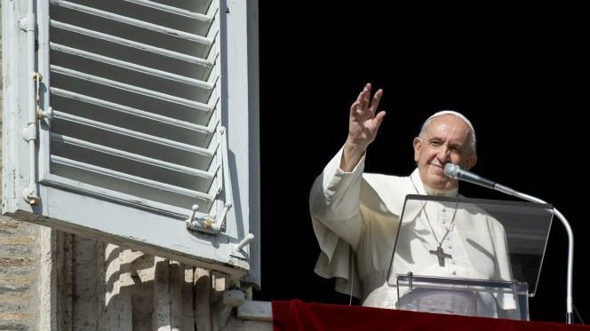 Pope Francis gives his weekly Angelus message on Nov. 7, 2021. (Vatican Media via CNA)