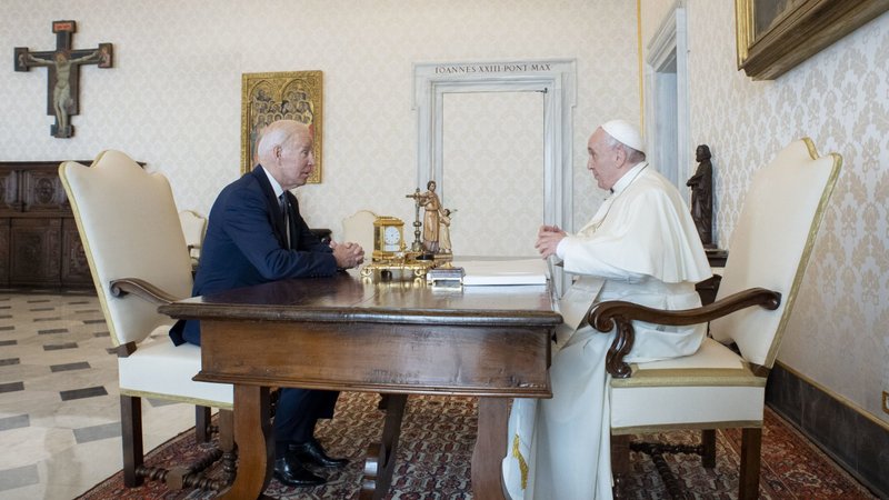 U.S. President Joe Biden meets with Pope Francis at the Vatican Oct. 29, 2021. (CNS/Vatican Media)