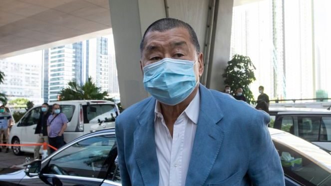 Jimmy Lai Chee Ying arrving at the West Kowloon Magistrates' Court, Hong Kong, Oct. 15, 2020. (Yung Chi Wai Derek/Shutterstock via CNA)