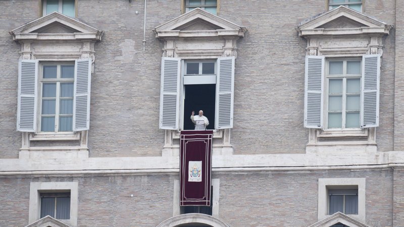 Pope Francis leads the Angelus from the window of his studio overlooking St. Peter's Square at the Vatican Jan. 3, 2021. The pope told pilgrims that God is always close to his children and, even "if we reject him, he does not tire of seeking us out." (CNS photo/Vatican Media)