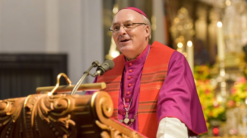 German Bishop Rudolf Voderholzer of Regensburg speaks in the Fulda Cathedral during the closing Mass of the Fall Plenary Assembly of the German bishops' conference Sept. 28, 2017. In an open letter to the Synodal Presidium published Jan. 11, 2022, he wrote that the debate on the use of gender-neutral language in the texts of the resolutions should not be postponed. (CNS photo/Harald Oppitz, KNA)