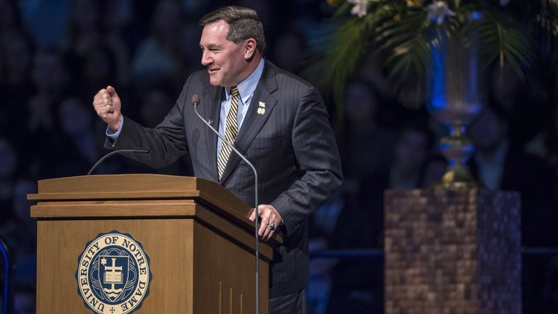 Joe Donnelly, a Catholic lawyer and former U.S. senator from Indiana, is pictured in a March 4, 2015, photo at the University of Notre Dame in South Bend, Ind. He was confirmed Jan. 20, 2022, as U.S. ambassador to the Vatican.(CNS photo/Barbara Johnston, University of Notre Dame)