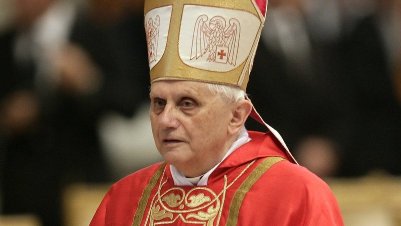 German Cardinal Joseph Ratzinger celebrates a Mass in St. Peter's Basilica at the Vatican during the interregnum after the death of Pope John Paul II, in this April 18, 2005, file photo. (CNS photo/Jerry Lampen, Reuters)