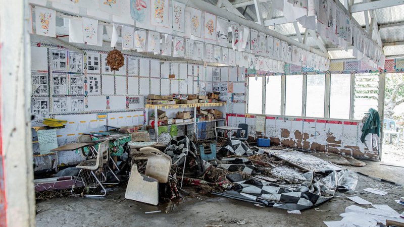 An image obtained from social media shows a damaged building in Tungua, Tonga, Jan. 18, 2022, three days after a volcanic eruption and tsunami damaged much of the the archipelago. The people of Tonga will need time, help and prayers to recover from one of the most devastating volcanic eruptions in modern times, said Cardinal Michael Czerny, an official in the Vatican Dicastery for Promoting Integral Human Development. (CNS photo/Malau Media via Reuters)