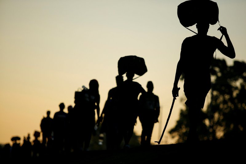 Migrants near Huixtla, Mexico, join a caravan heading to the U.S. border Nov. 27, 2021. (CNS/Jose Luis Gonzalez, Reuters)