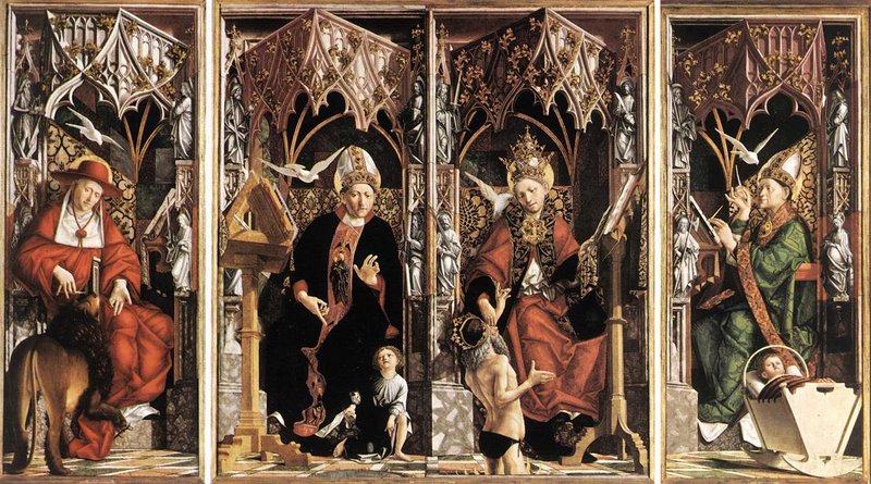 “Altarpiece of the Church Fathers,” by Michael Pacher, 1435-1498, Austro-German. (Wikimedia Commons)