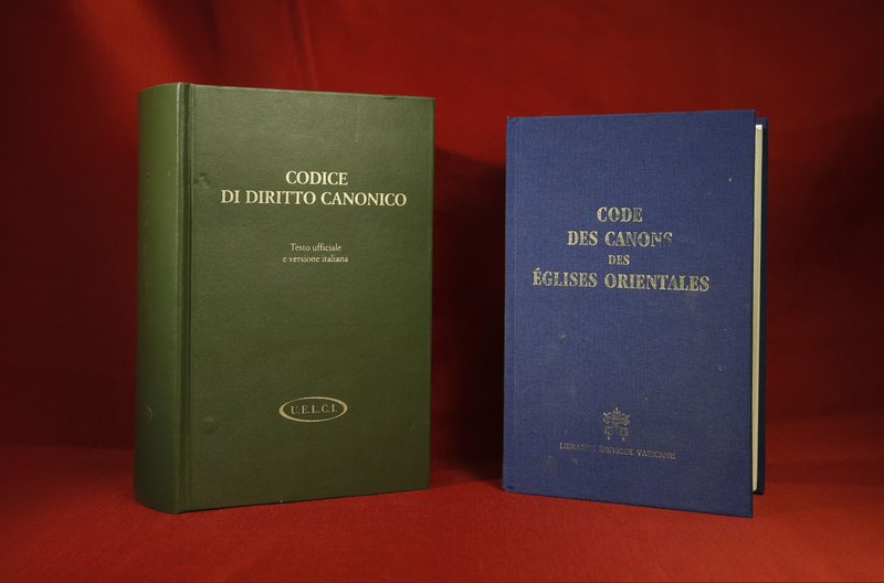 Code of Canon Law books for the Latin and Eastern Catholic churches are pictured in Rome at the Pontifical Oriental Institute in this Sept. 15, 2016, file photo. Pope Francis has ordered several changes to canon law, giving more authority to local bishops and bishops' conferences. (CNS photo/Paul Haring)