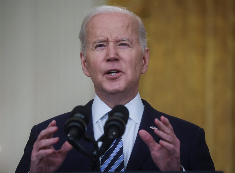 President Joe Biden delivers remarks from the White House in Washington Feb. 24, 2022, about Russia's attack on Ukraine. (CNS photo/Leah Millis, Reuters)