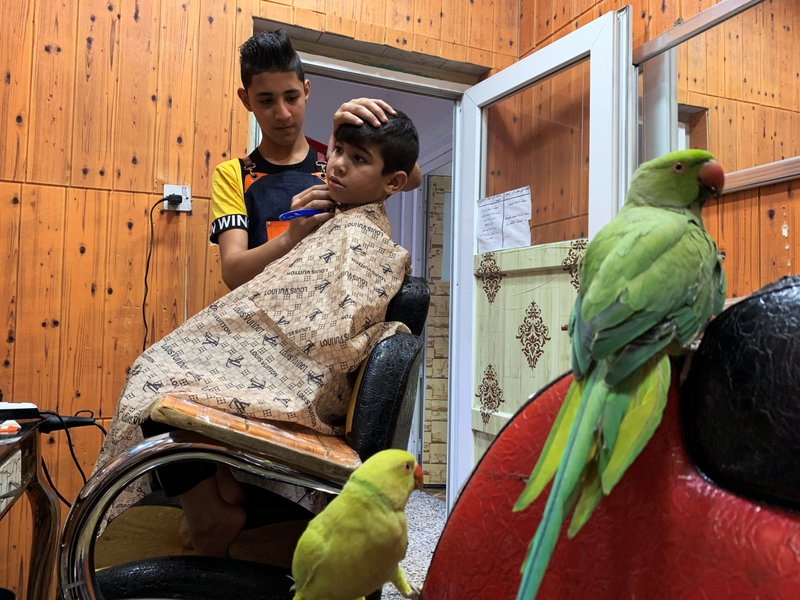 Iraqi children shave each other at an orphanage during a curfew imposed to prevent the spread of the COVID-19 June 3, 2020. Researchers estimate that 5.2 million children have been orphaned during the pandemic, and the number of orphaned children jumped 90% during delta variant surge. (CNS photo/Maher Nazeh, Reuters)