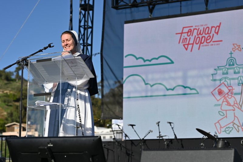Sister of Life Bethany Madonna delivers a keynote address. (Simon Kim)