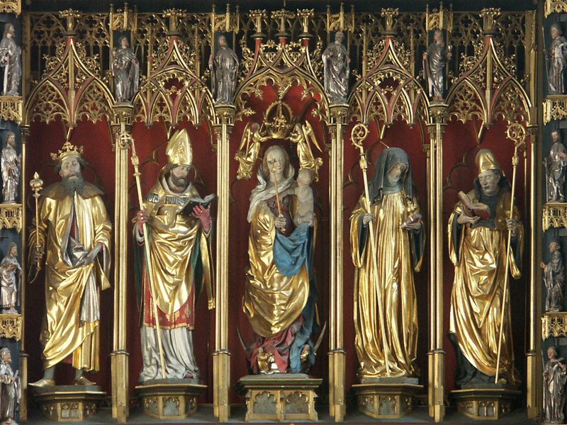 Richard, second from left, with the Blessed Virgin and his three children at Eichstätt Cathedral. (Wikipedia)