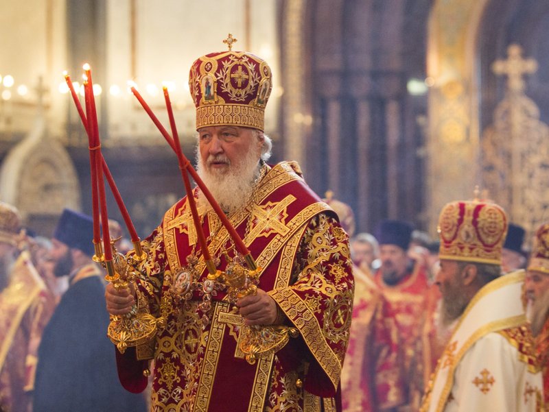 Russian Orthodox Patriarch Kirill of Moscow celebrates the Divine Liturgy at the Cathedral of Christ the Savior in Moscow in this May 24, 2017, file photo. (CNS photo/Robert Duncan)