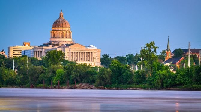 Downtown view of Jefferson City, Missouri, with the State Capitol at dusk. (Shutterstock via CNA)