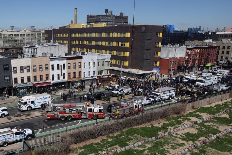 General view of the scene of a shooting at a subway station in the Brooklyn borough of New York City April 12, 2022. (CNS photo/Andrew Kelly, Reuters)