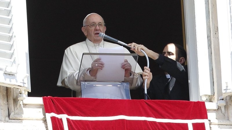 Pope Francis leads the "Regina Coeli" from the window of his studio overlooking St. Peter's Square at the Vatican April 24, 2022. (CNS photo/Paul Haring)