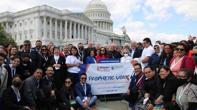 Participants of the Raices y Alas gathering are seen near the U.S. Capitol in Washington April 27, 2022. (CNS photo/Martin Soros via USCCB)