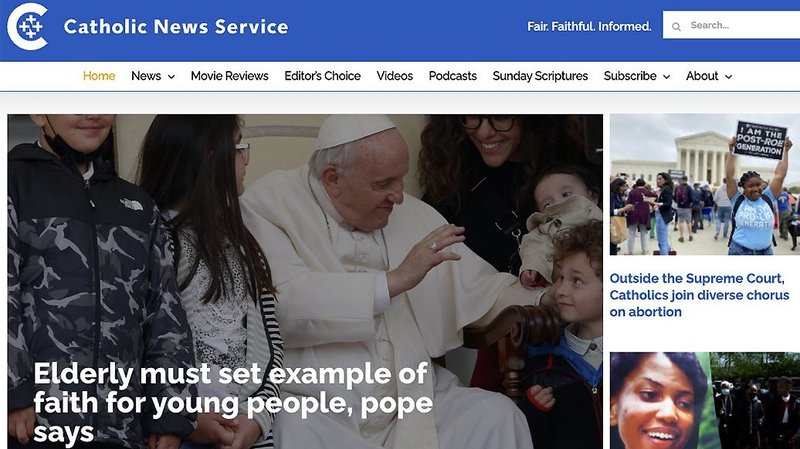 This is a screen grab of Catholic News Service's website May 4, 2022. The U.S. Conference of Catholic Bishops announced to staff May 4 a dramatic reorganization of its communications department, including the closure of the Washington and New York offices of Catholic News Service. (CNS photo)
