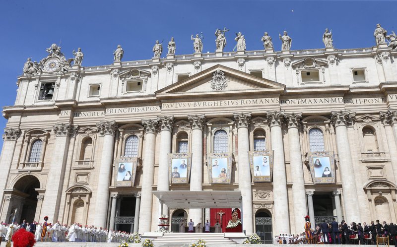 Pope Francis celebrates Mass for the canonization of 10 new saints in St. Peter's Square at the Vatican May 15, 2022. Five of the new saints are from Italy, three from France, one from India and one from the Netherlands. (CNS photo/Paul Haring)