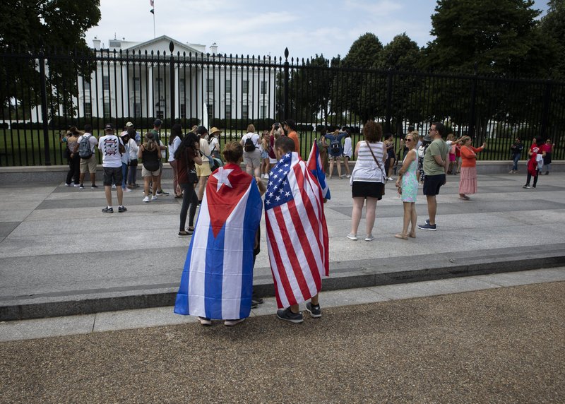 People gather near the White House in Washington July 25, 2021, during a protest calling for freedom in Cuba and urging U.S. President Joe Biden to do more to pressure the Cuban regime. (CNS photo/Tyler Orsburn)