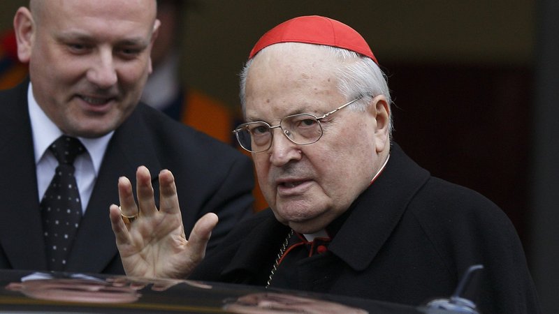 Cardinal Angelo Sodano, former Vatican secretary of state, died May 27 at the age of 94. He is pictured waving in a March 7, 2013, photo. (CNS photo/Paul Haring)