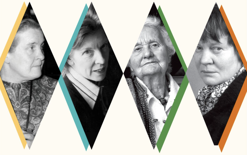 Elizabeth Anscombe, Philippa Foot, Mary Midgley, and Iris Murdoch on the cover of the book "The Women Are Up to Something: How Elizabeth Anscombe, Philippa Foot, Mary Midgley, and Iris Murdoch Revolutionized Ethics" by Benjamin J.B. Lipscomb. (Oxford University Press via Amazon)
