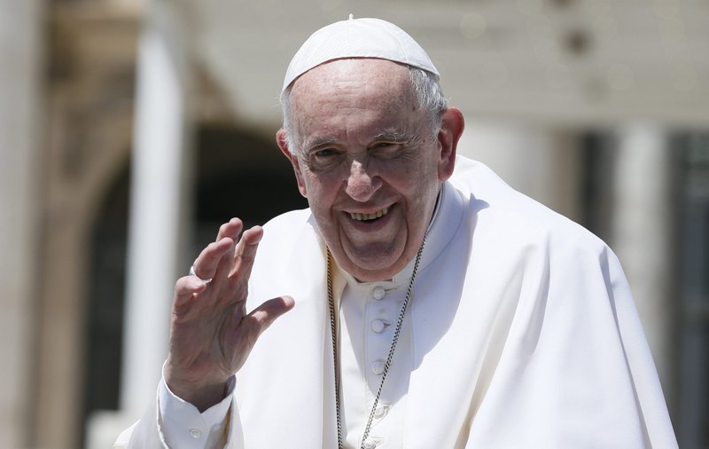 Pope Francis waves as he leaves his general audience in St. Peter's Square at the Vatican June 8, 2022. (CNS photo/Paul Haring)
