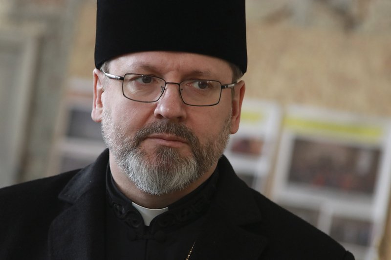 Archbishop Sviatoslav Shevchuk of Kyiv-Halych, head of the Ukrainian Catholic Church, is pictured during a meeting with Ukrainian refugees in Lviv, Ukraine, in this March 10, 2022, file photo. He spoke to Catholic News Service May 30 about Russias war on his country, Pope Francis condemnation of the war and about the role of Christian ministers in a situation of conflict and danger. (CNS photo/courtesy Ukrainian Catholic Church)