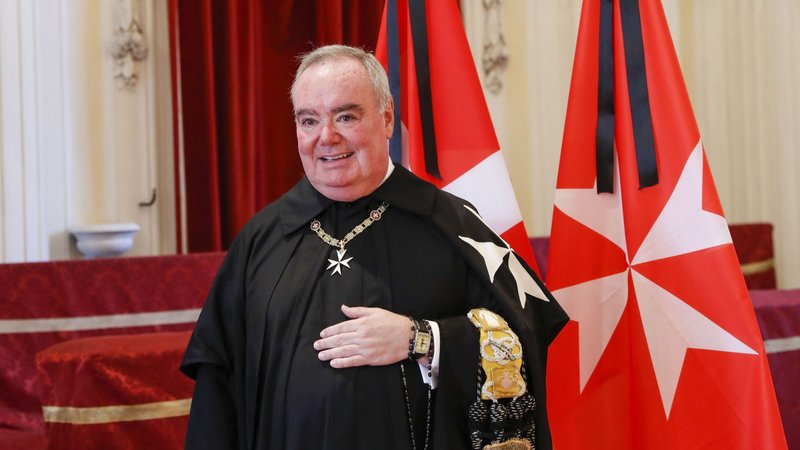 Fra' John T. Dunlap, a Canadian who was named lieutenant of the grand master of the Sovereign Order of Malta, took his solemn oath June 14, 2022, in the Church of St. Mary in Rome. (CNS photo/Order of Malta)