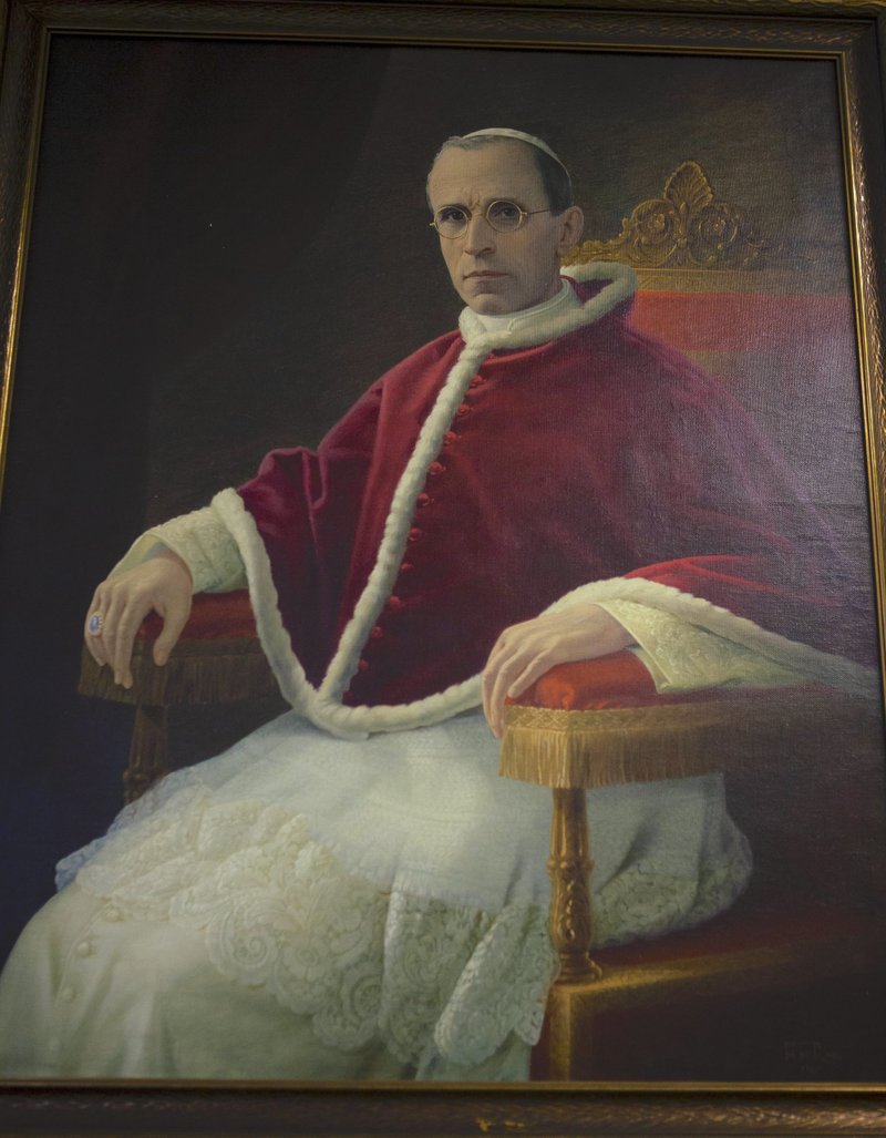 A painting of Pope Pius XII is displayed at The Catholic University of America in Washington in this May 25, 2021, file photo. (CNS photo/Tyler Orsburn)