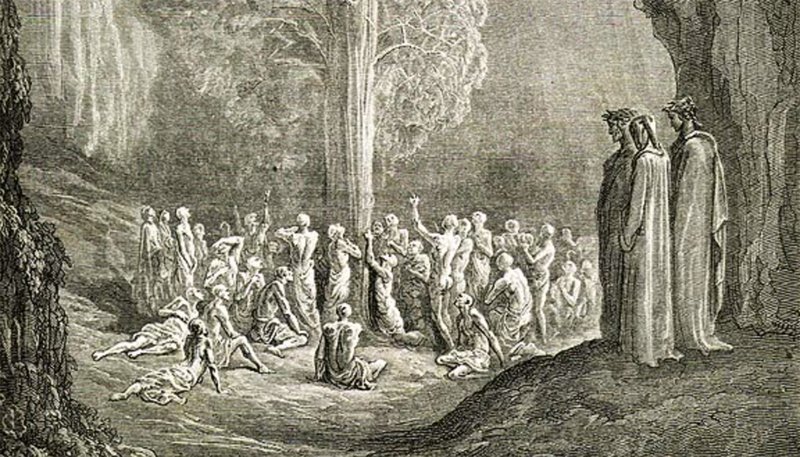 Image of a non-fiery purgatory by Gustave Doré, illustration for Dante's "Purgatorio," Canto 24. (Wikimedia Commons)
