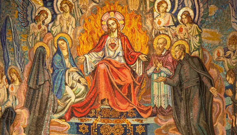 Mosaic depicting the Sacred Heart of Jesus with St. Margaret Mary and St. Claude Colombiere inside the Chapel of St. Claude de la Colombiere in Paray-le-Monial, France. (Shutterstock)