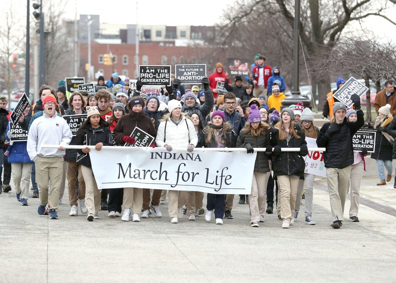 Students from Roncalli High School in Indianapolis are seen Jan. 24, 2022, during the Indiana March for Life. (CNS photo/Bob Nichols, The Catholic Moment)