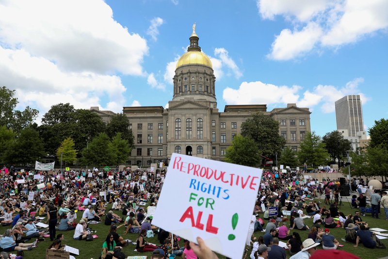 Abortion demonstrators are seen in Atlanta May 14, 2022. The 11th U.S. Circuit Court of Appeals July 20 reversed a lower court decision and said Georgia's "heartbeat law" should be permitted to take effect immediately. It bans abortions once a fetal heartbeat is detected, which is about six weeks into a pregnancy. (CNS photo/Alyssa Pointer, Reuters)