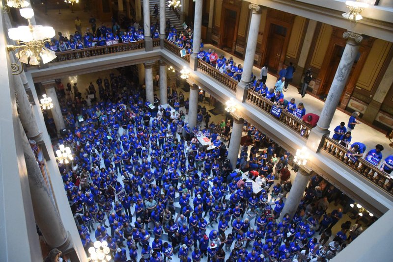 Around 1,200 pro-life supporters fill the floor and balconies of the Indiana Statehouse in Indianapolis July 26, 2022, during a "Love Them Both" rally sponsored by Indiana Right to Life. The rally took place while an Indiana Senate committee was preparing to vote on a bill that would ban most abortions in the state. (CNS photo/Sean Gallagher, The Criterion)