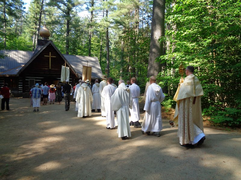 People process towards the Madonna House Chapel. (Courtesy of Madonna House Archives)