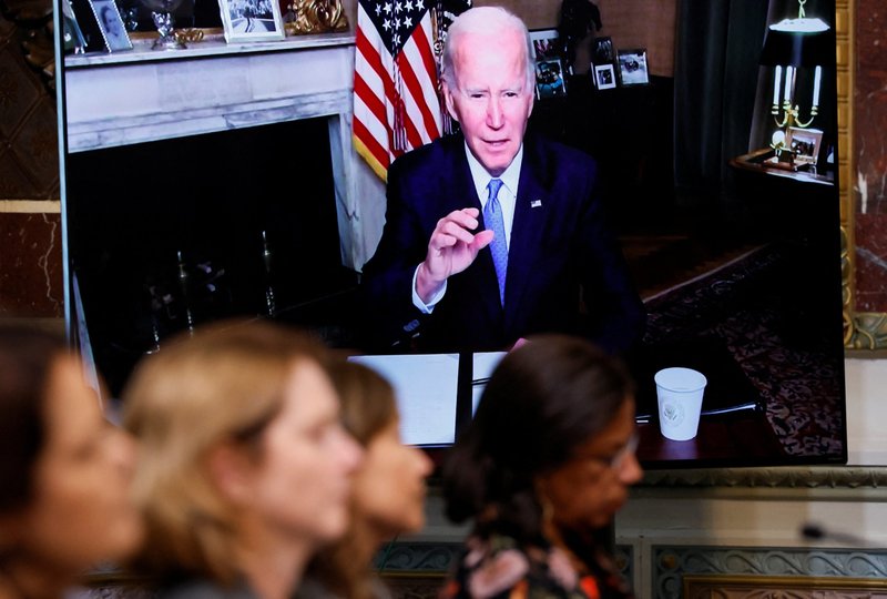President Joe Biden delivers remarks from the White House during a virtual event in the Eisenhower Executive Office Building in Washington Aug. 3, 2022. Biden signed an executive order to allow Medicaid funds to be used to help low-income women pay for abortion if they have to go out of state to obtain one. (CNS photo/Evelyn Hockstein, Reuters)