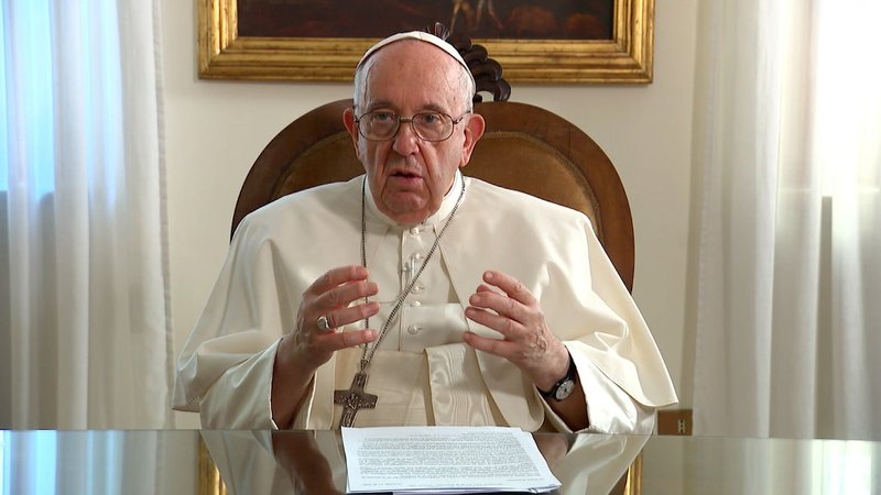 Pope Francis addresses participants of Hechos 29, a youth conference held in Monterrey, Mexico on evangelization in the digital age, in a video released Aug. 6, 2022. The pope encouraged young men and women to carry out their mission in the digital space "so that contemporary culture can know God by feeling him within you." (CNS screen grab/Vatican Media)