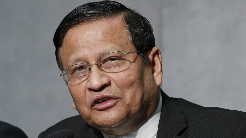 Cardinal Charles Bo of Yangon, Myanmar, speaks at a briefing to discuss the Synod of Bishops on young people, the faith and vocational discernment at the Vatican in this Oct. 23, 2018, file photo. Opening the golden jubilee of the Federation of Asian Bishops' Conferences Aug. 22, 2022, Cardinal Bo said the Catholic Church in Asia stands at the crossroads of history. (CNS photo/Paul Haring)