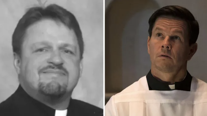 Fr. Stuart Long and Mark Wahlberg as Fr. Stu. (Diocese of Helena/Sony Pictures via CNA)