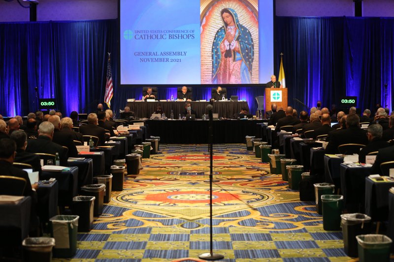 Bishops attend a Nov. 16, 2021, session of the fall general assembly of the U.S. Conference of Catholic Bishops in Baltimore. (CNS photo/Bob Roller)