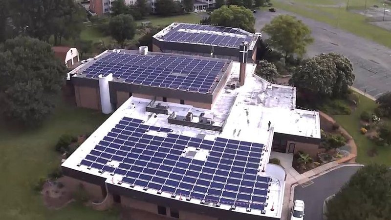 Immaculate Conception Church installed more than 400 rooftop solar panels on several buildings of its campus in Hampton, Va., in 2019. The project was one of several the parish has undertaken in response to Pope Francis' encyclical "Laudato Si', on Care for our Common Home." (CNS photo/courtesy Immaculate Conception Church)