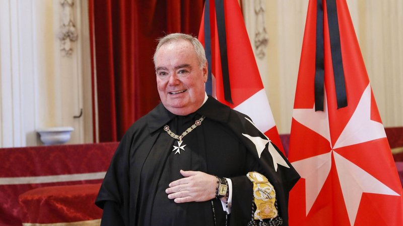 Fra' John T. Dunlap, lieutenant of the grand master of the Sovereign Order of Malta and head of the provisional government of the order, is pictured at the Church of St. Mary in Rome in this June 14, 2022, file photo. Pope Francis has promulgated a new constitution and code for the Knights of Malta, appointed a provisional sovereign council and called for an extraordinary general chapter to be held at the start of the new year. (CNS photo/Order of Malta)