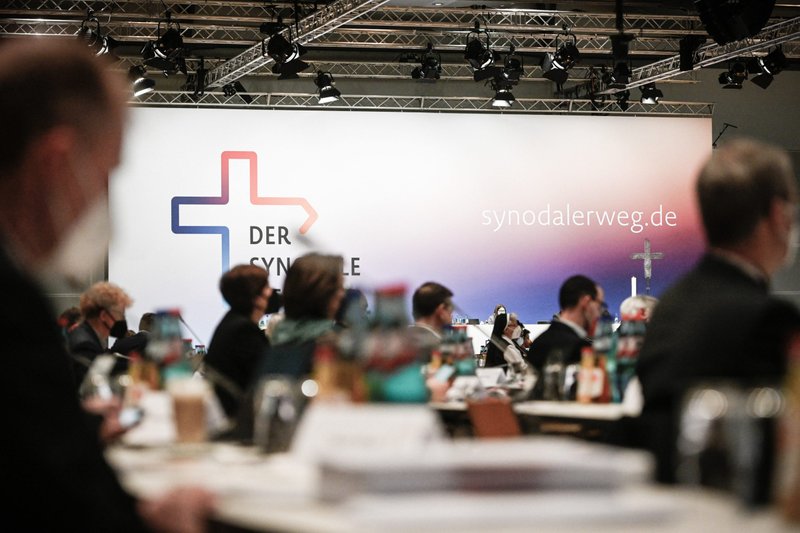 Participants attend the third Synodal Assembly in Frankfurt, Germany, Feb. 4, 2021. The fourth plenary assembly of the German Synodal Path Sept. 8-10, 2022, will start by debating a 32-page text on sexual morality. (CNS photo/Julia Steinbrecht, KNA)