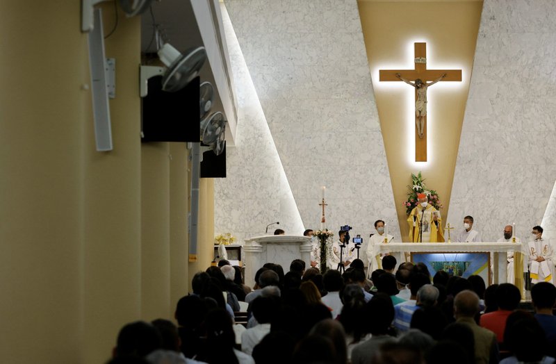 Cardinal Joseph Zen Ze-kiun, retired bishop of Hong Kong, celebrates Mass in Hong Kong May 24, 2022. (CNS photo/Tyrone Siu, Reuters)