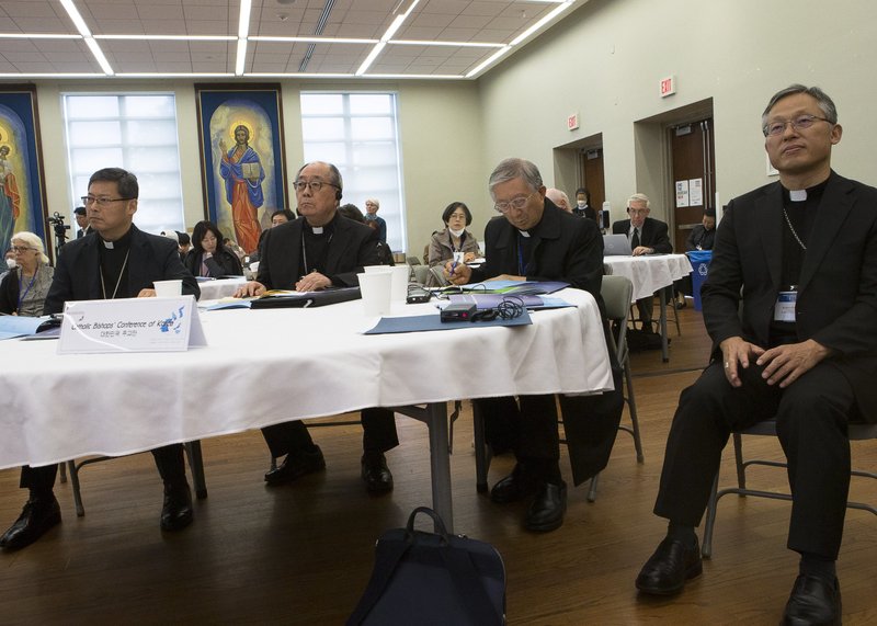 Korean prelates are seen during the "Catholic Korea Peace Forum 2022: Breaking the Impasse to Advance Peace on the Korean Peninsula" at The Catholic University of America in Washington Oct. 5, 2022. (CNS photo/Tyler Orsburn)