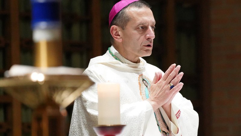 Bishop Frank J. Caggiano of Bridgeport, Conn., is seen in this Oct. 1, 2020, file photo. He is chairman of the U.S. bishops' Subcommittee on the Catechism. (CNS photo/Gregory A. Shemitz)